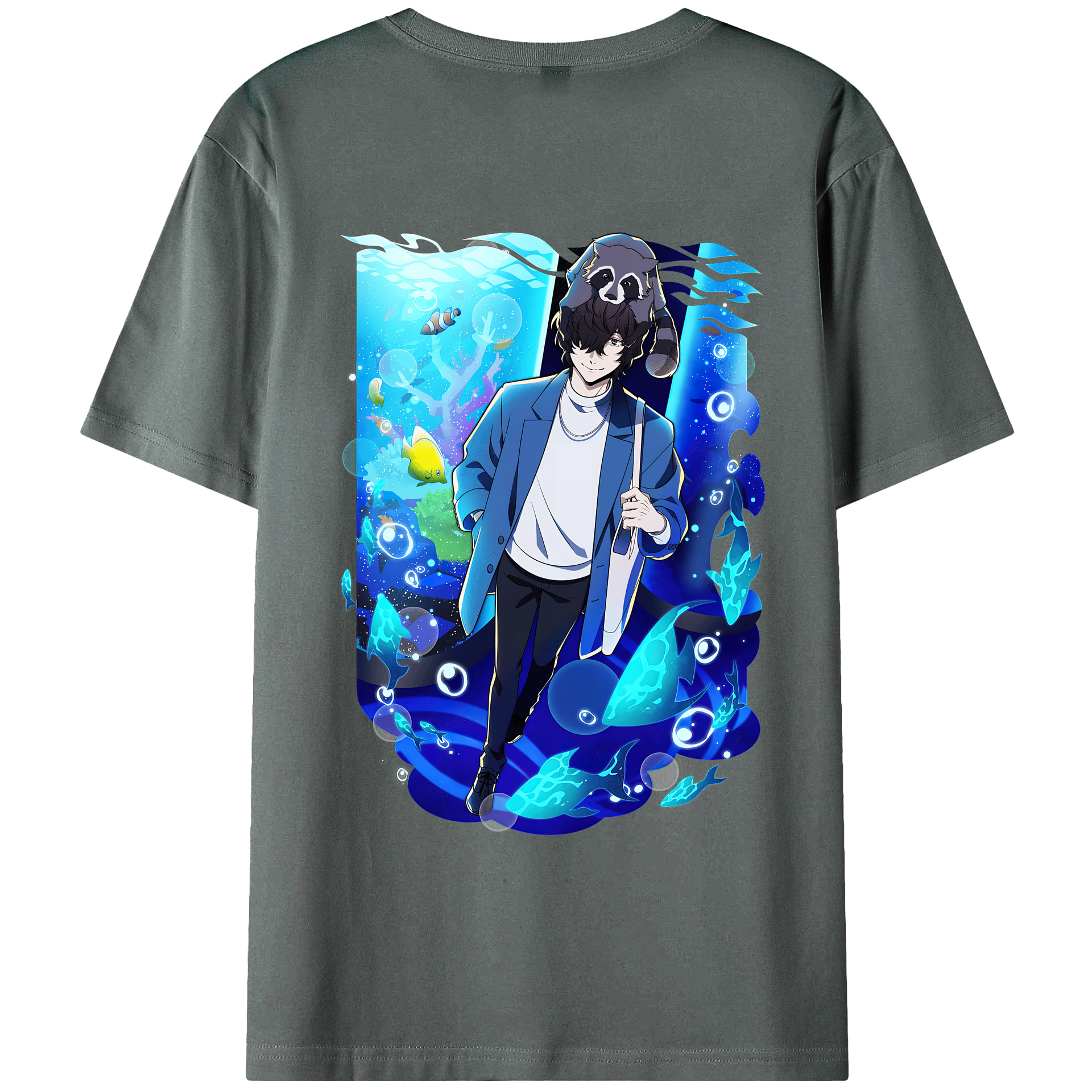 （画像用） 文豪ストレイドッグス Bungo Stray Dogs 綿100％ メンズ半袖Tシャツ（バックプリント） 通気性